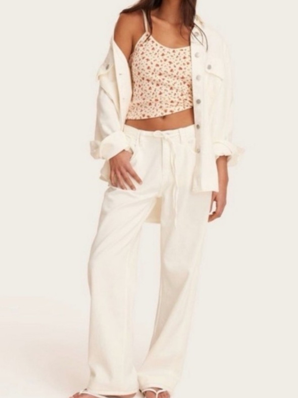 PARKE X TARGET cream wide leg drawstring jeans size 14